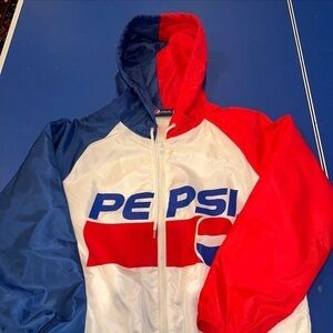 Woman's Pepsi Red And Blue White Jacket Windbreaker Size Small.  LOOKS BRAND NEW